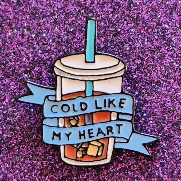 3/$20 COLD LIKE MY HEART Ice Coffee Lover Enamel Pin - Picture 1 of 2